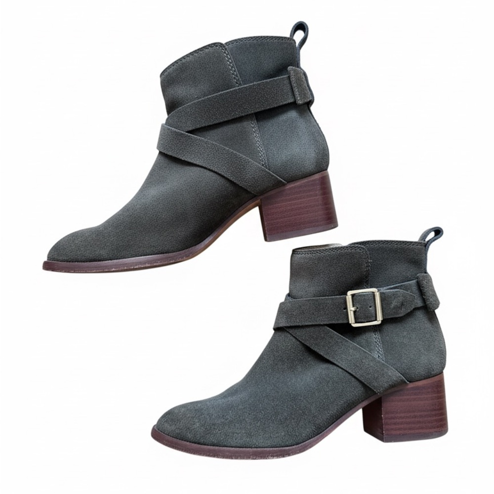 Kate Spade Olive Suede Buckle Ankle Boots – Size 6
